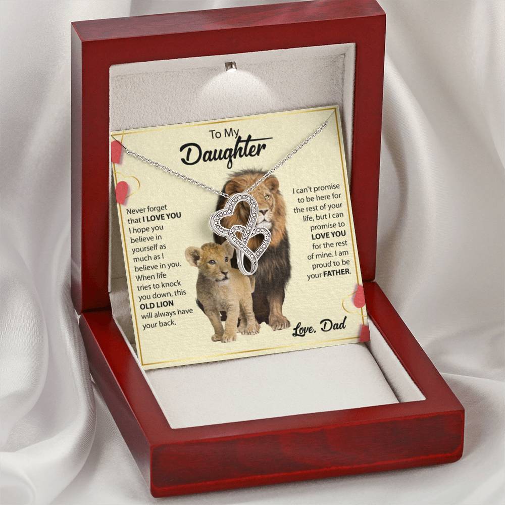 To My Daughter Necklace - Daughter Present from Dad - Heart-to-heart Pendant Necklace - Personalize Memories