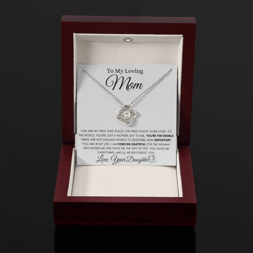 To My Loving Mom - You're the world - Love Knot Necklace - Unique Gift for Mom - Personalize Memories