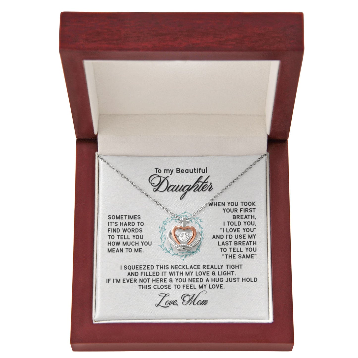 To My Daughter Necklace – Gift for Daughter from Mother – Crown Pendant Necklace - Personalize Memories