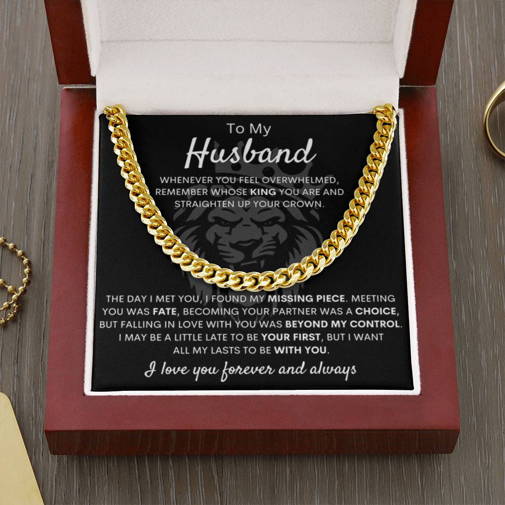 To My Husband – Cuban Link Chain – Wife to Husband Anniversary, Christmas & Birthday Gift