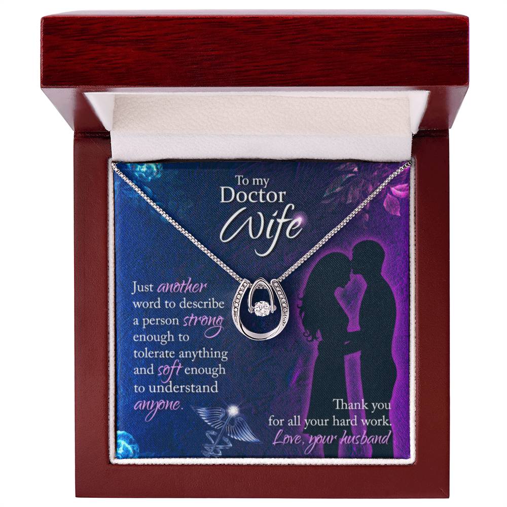 To My Doctor Wife Necklace - Sweet Emotional Gift for Wife from Husband on Birthday, Anniversary & Valentine’s Day - Lucky In Love Necklace - Personalize Memories