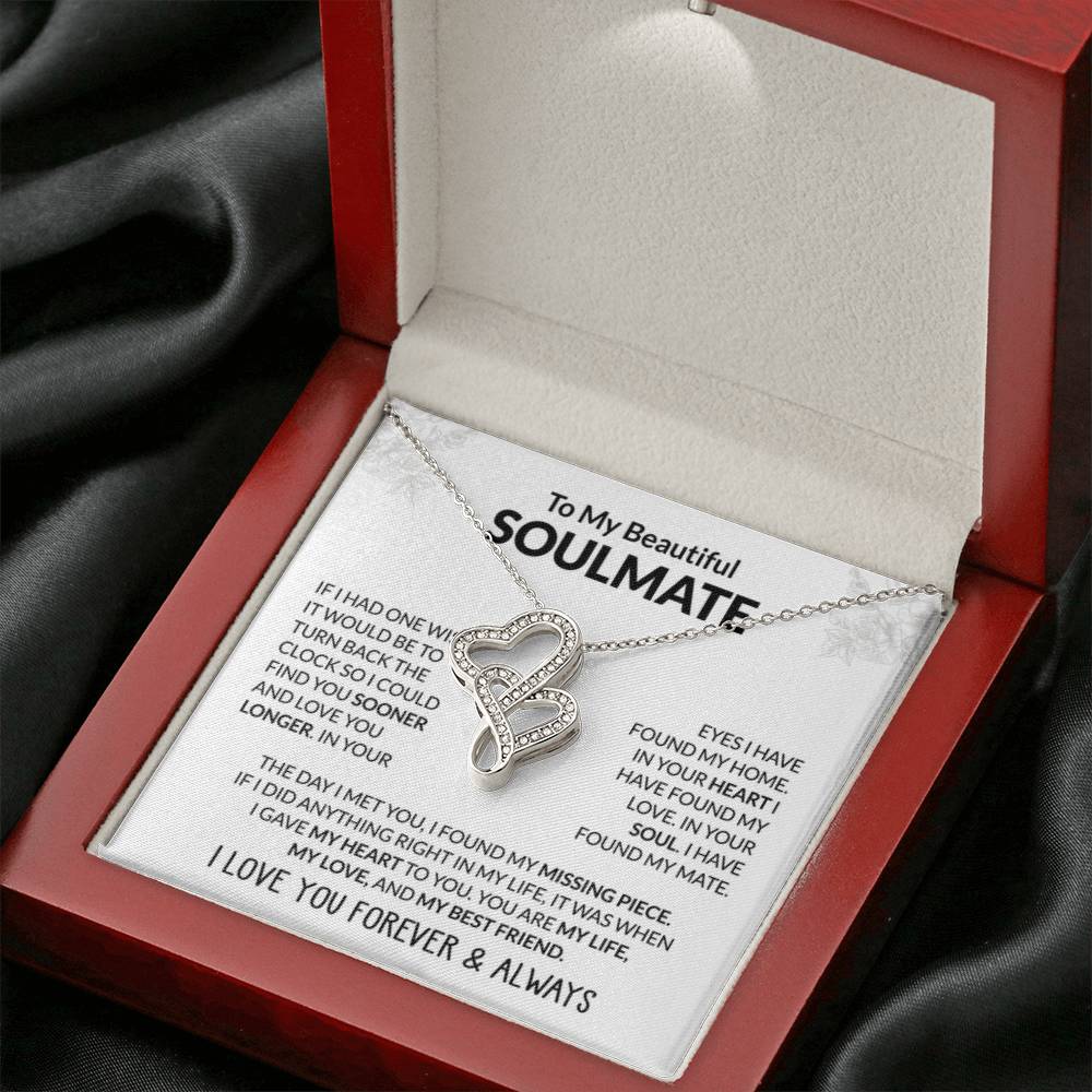 To My Beautiful Soulmate Necklace - Unique Soulmate Gift Necklace for Romantic Gifting - Heart-to-heart Pendant Necklace - Personalize Memories