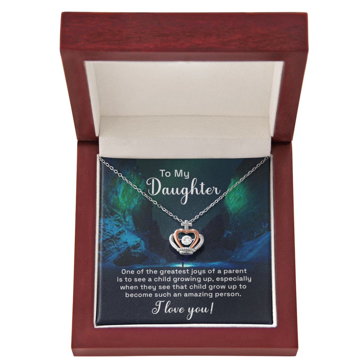 To My Daughter Necklace – Daughter Gift for Birthday, Graduation Achievements – Crown Pendant Necklace - Personalize Memories