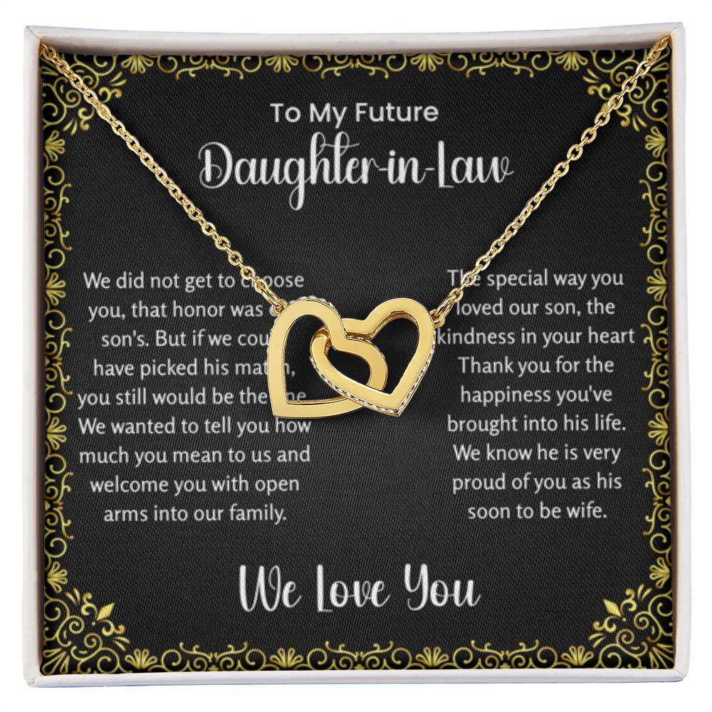 To My Future Daughter In Law - Interlocking Hearts Necklace - Gift for Bonus Daughter - Personalize Memories