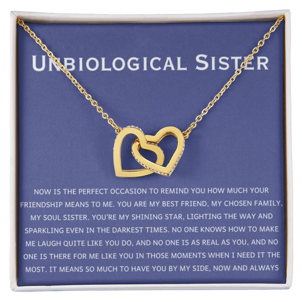 Unbiological Sister Necklace - Gift for Bonus Sister - Interlocking Hearts Necklace - Personalize Memories
