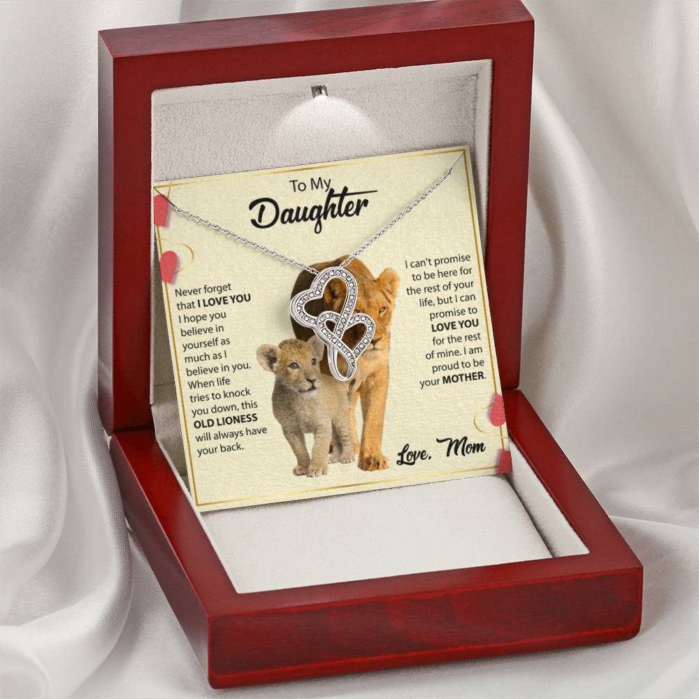 To My Daughter Necklace - Daughter Present from Mom - Heart-to-heart Pendant Necklace - Personalize Memories
