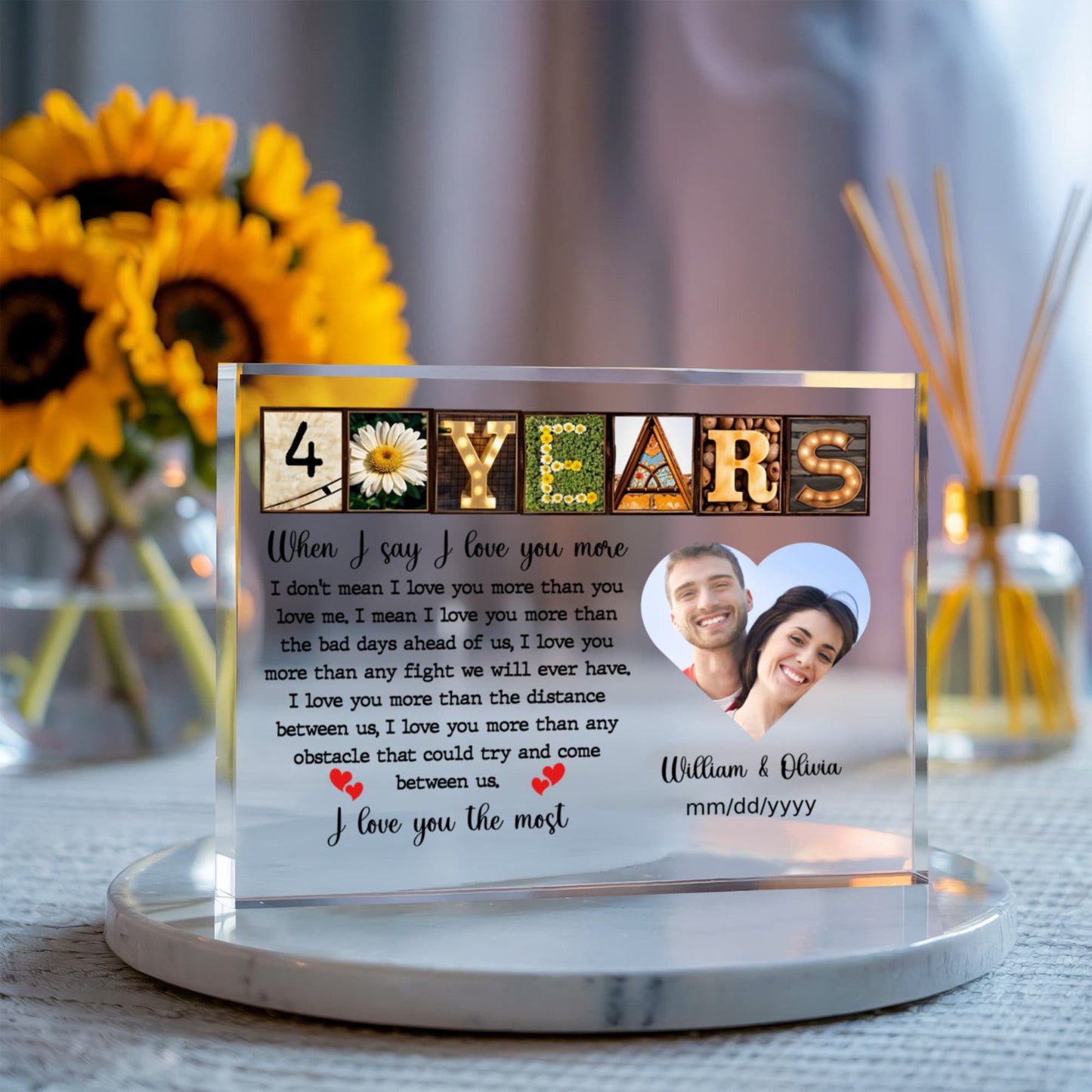 40th Year Anniversary Gift - Personalized Acrylic Block - 40th Anniversary Photo Present for Couples, When I Say I Love You More Personalize Memories
