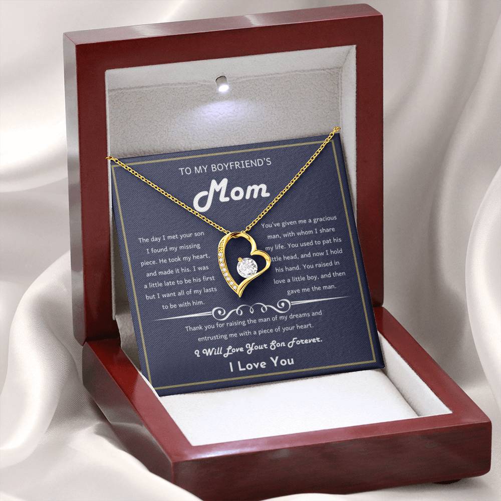 To My Boyfriend's Mom - The day I met your son I found my missing piece - Forever Love Necklace - Unique Bf Mom Present - Personalize Memories
