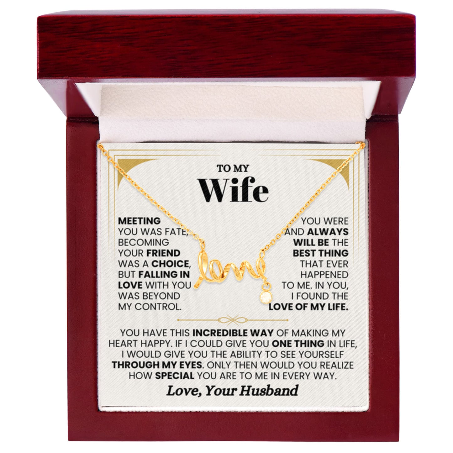 To My Wife Necklace - Sweet Love Gift from Husband - Scripted Love Necklace - Personalize Memories
