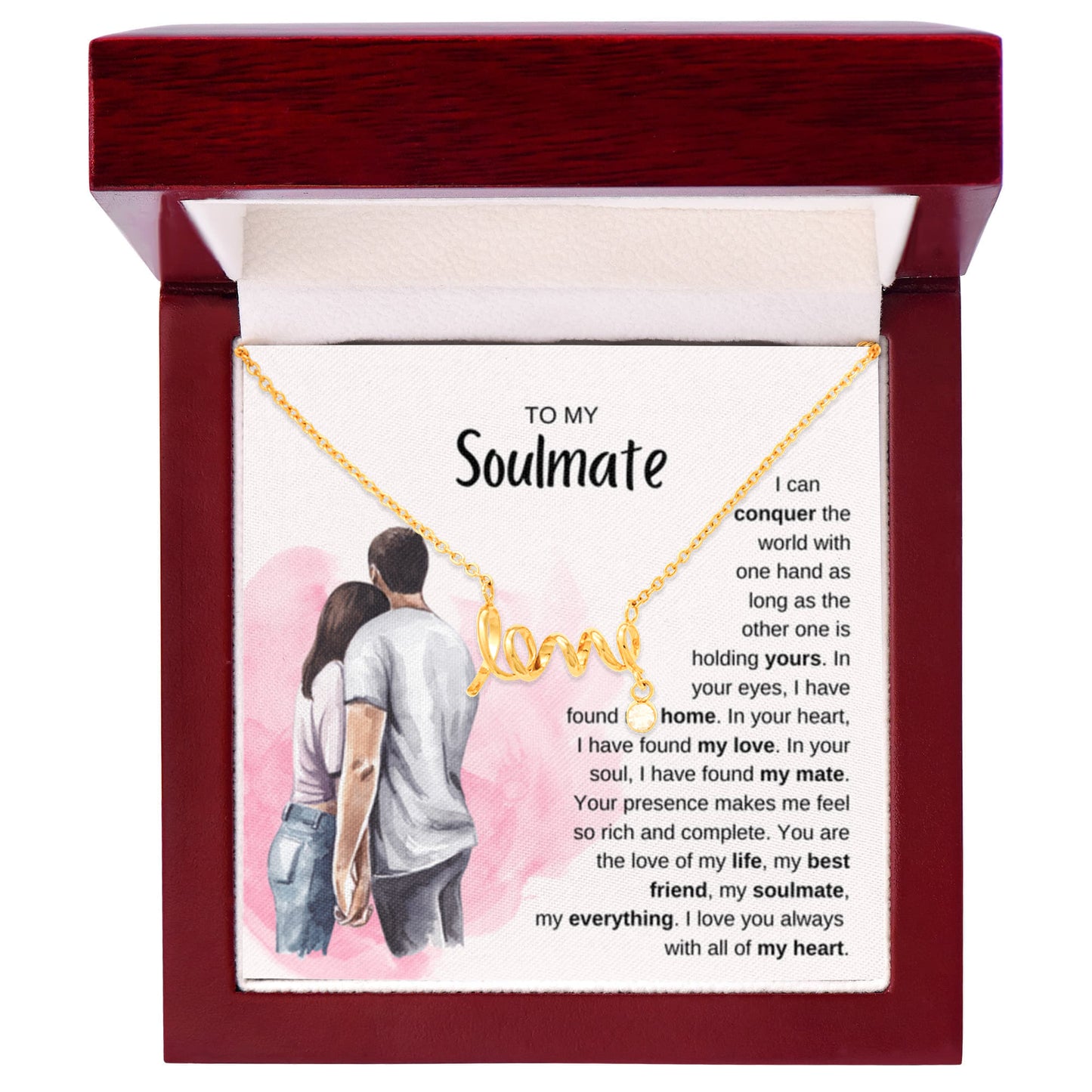 To My Soulmate Necklace - Special Gift for Birthday & Valentine’s Day - Scripted Love Necklace - Personalize Memories