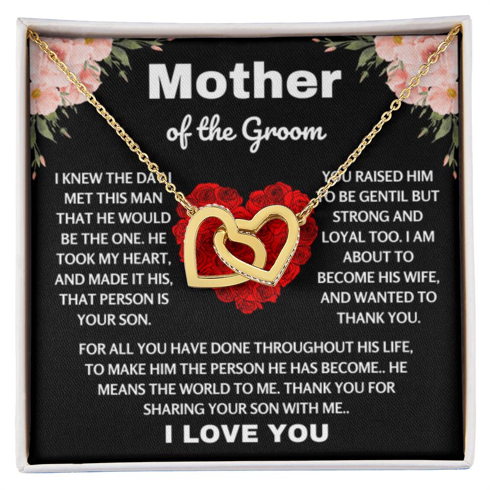 Mother of the Groom Gift - Thank you for sharing your son with me - Interlocking Hearts Necklace - Personalize Memories