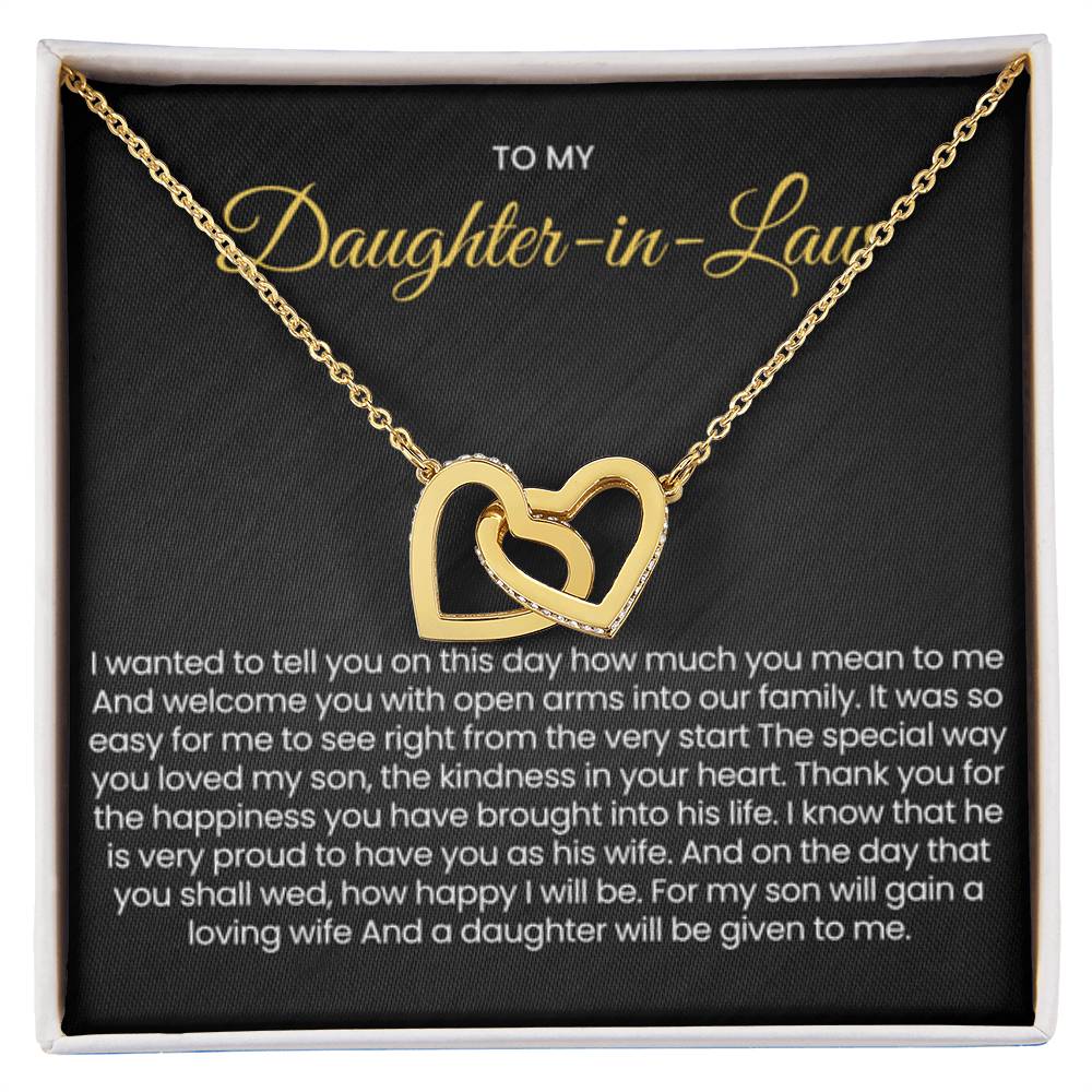 To My Daughter In Law - Gift for Daughter in Law - Interlocking Hearts Necklace - Personalize Memories