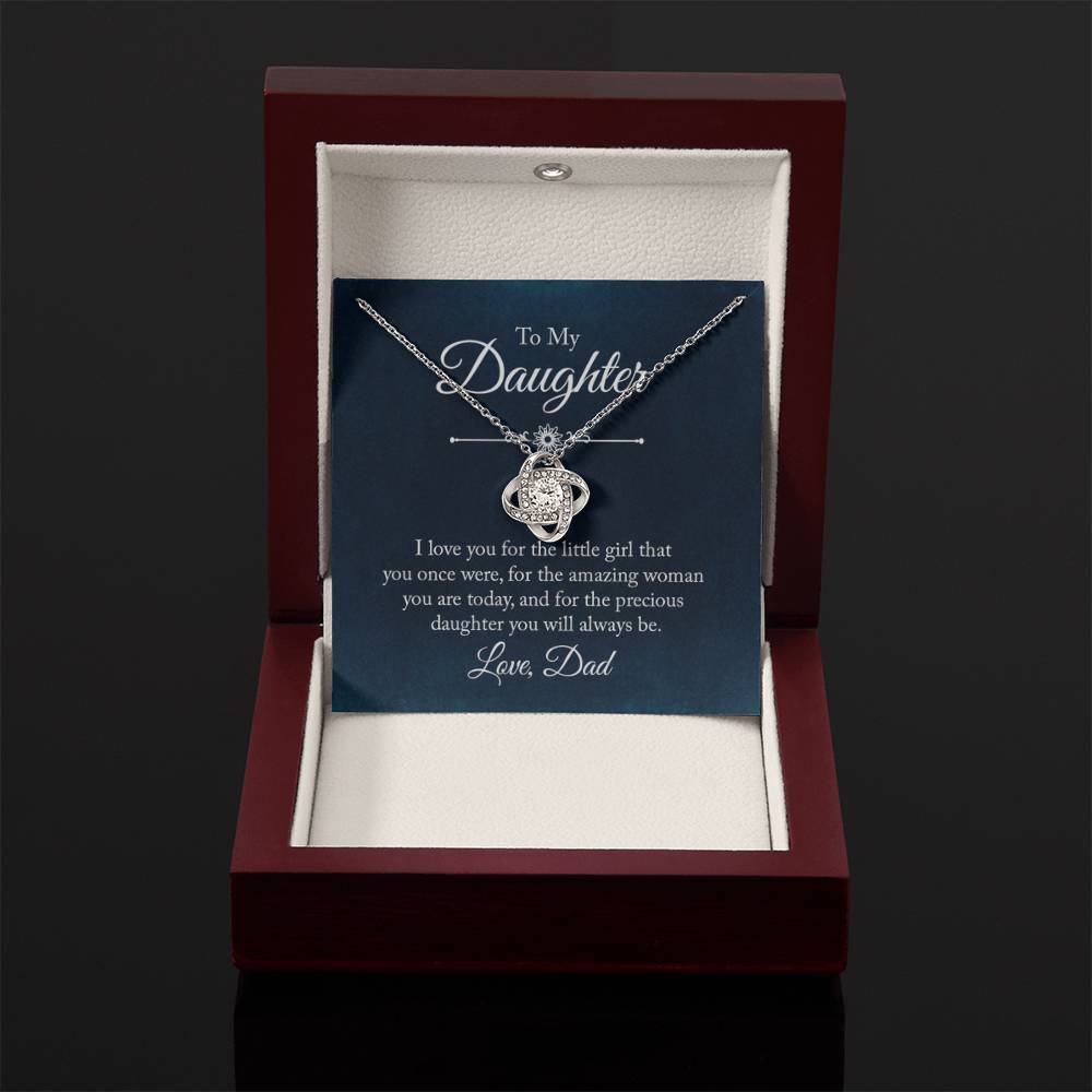 To My Daughter Necklace from Dad – Daughter Gift for Birthday Graduation Achievements – Love Knot Necklace - Personalize Memories
