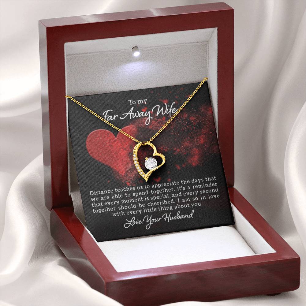 To my far away Wife - Distance teaches us - Forever Love Necklace - Personalize Memories