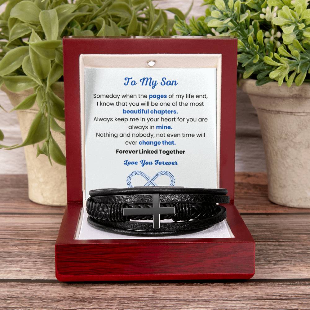 Son Graduation, Birthday Gift – Men’s Cross Bracelet - Personalize Memories