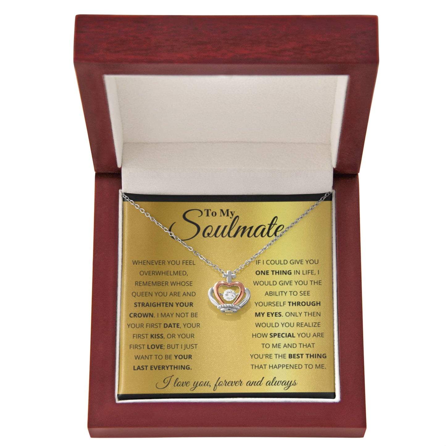 To My Soulmate Necklace - Special Gift for Birthday & Valentine’s Day - Crown Pendant Necklace - Personalize Memories