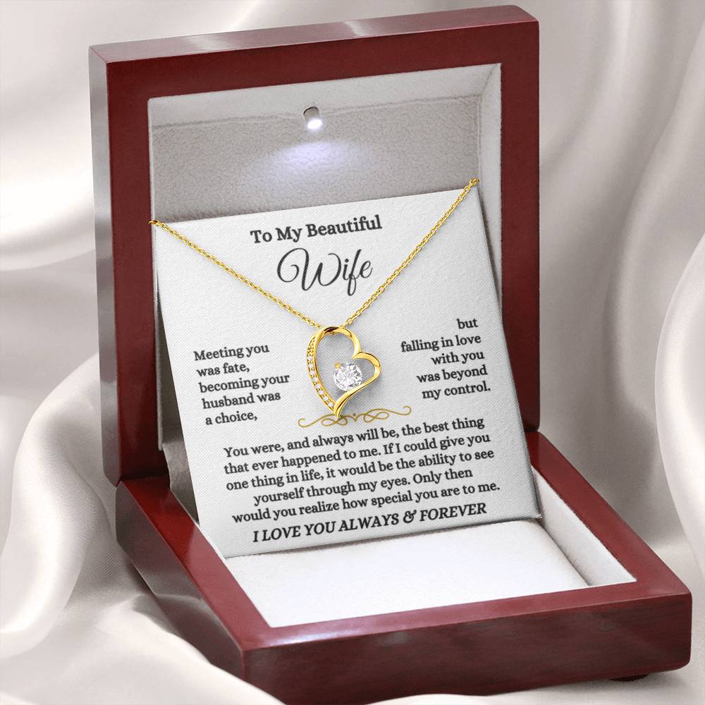 To My Wife Necklace - Touching Romantic Gift for Wife from Husband for Christmas, Anniversary & Valentine’s Day - Forever Love Necklace - Personalize Memories