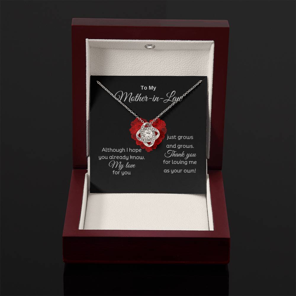 To My Mother In Law - Thank you for loving me as your own - Love Knot Necklace - Personalize Memories
