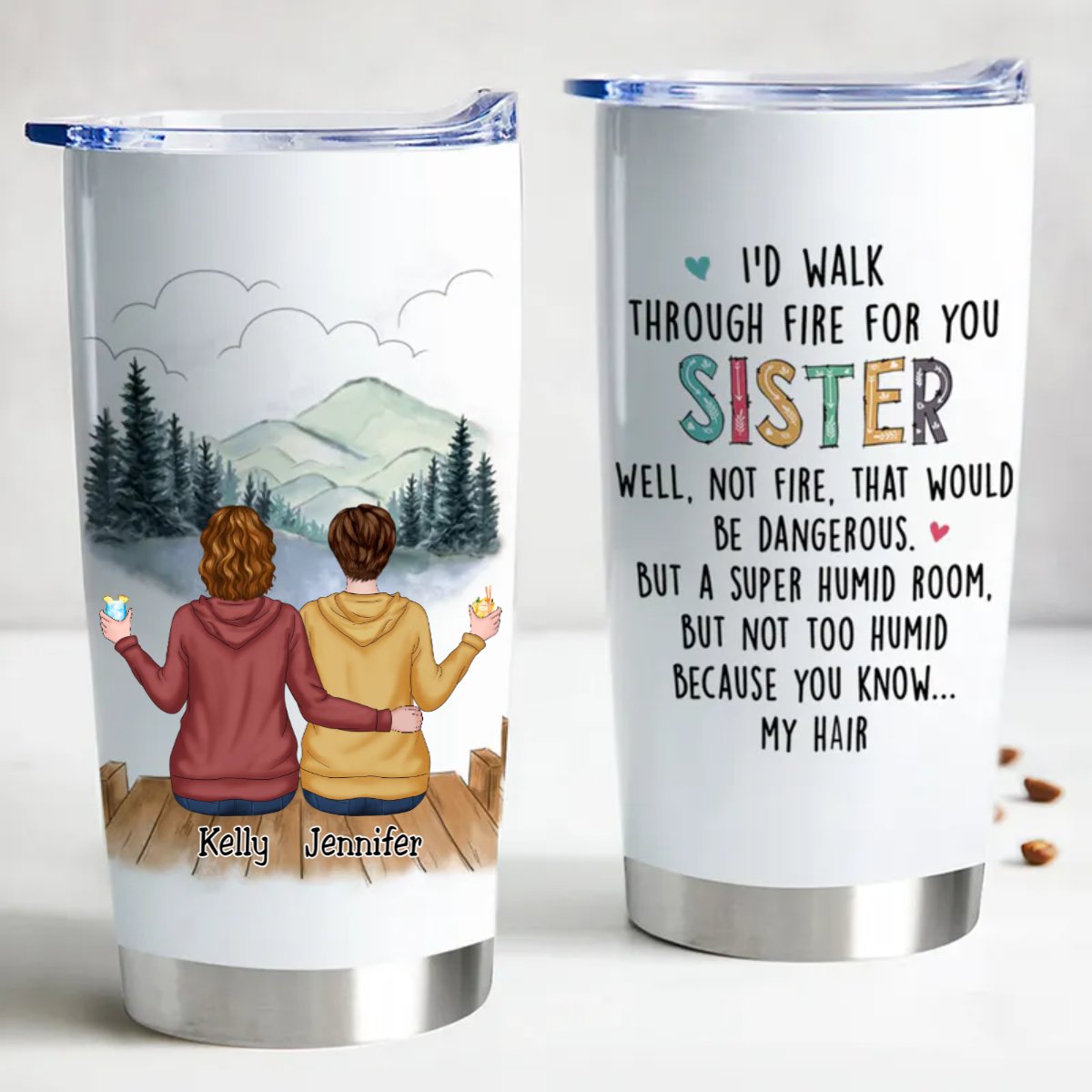 Sisters Forever - Personalized 20oz Insulated Tumbler | Gift for Sisters - Personalize Memories