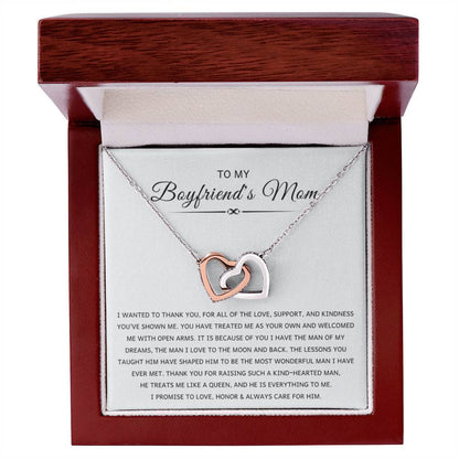 To My Boyfriend's Mom - I wanted to thank you - Interlocking Hearts Necklace - Best Gift for Boyfriend's Mom - Personalize Memories