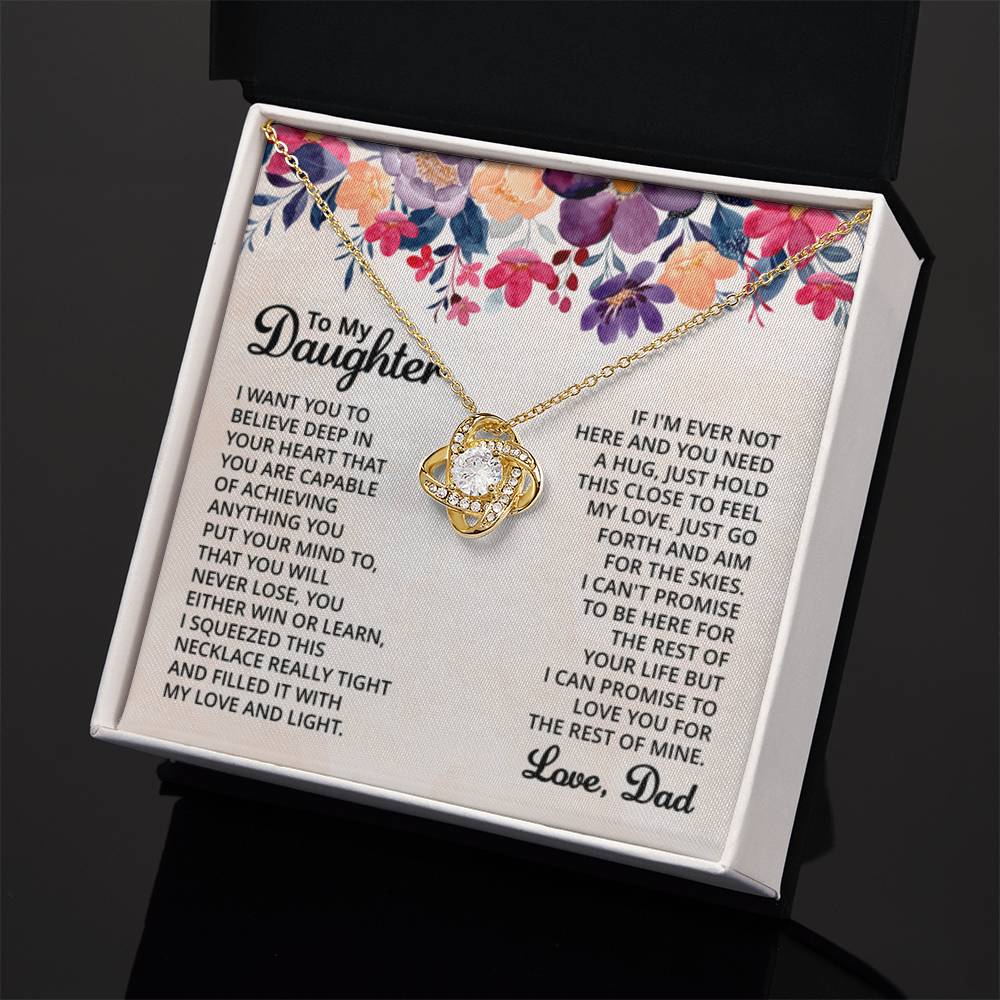 To My Daughter Necklace Gift from Dad for Birthday, Graduation, Christmas & Valentine's Day - Love Knot Necklace - Personalize Memories