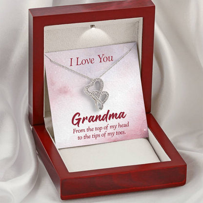 I Love You Grandma Gift from Grandkids Grandma - Heart-to-heart Pendant Necklace - Personalize Memories