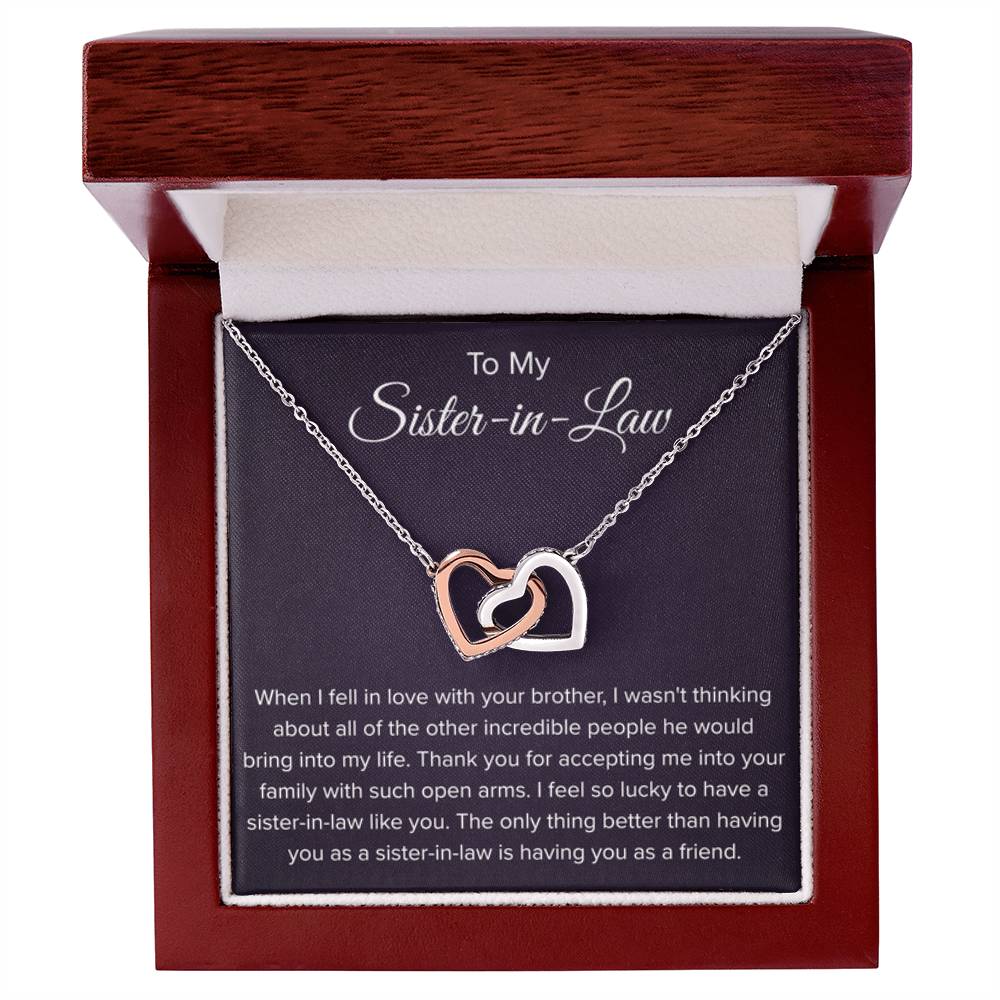 To My Sister In Law - Thank You for Accepting Me - Interlocking Hearts Necklace - Personalize Memories