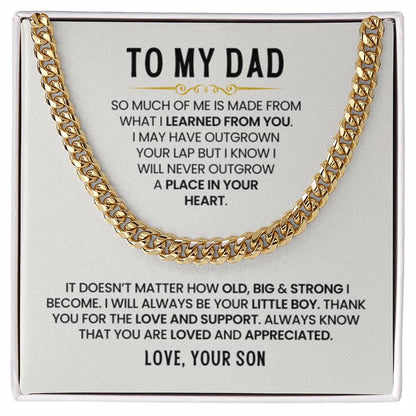 Gift for Dad from Son - I Will Always Be Your Little Boy - Cuban Link Chain - Personalize Memories