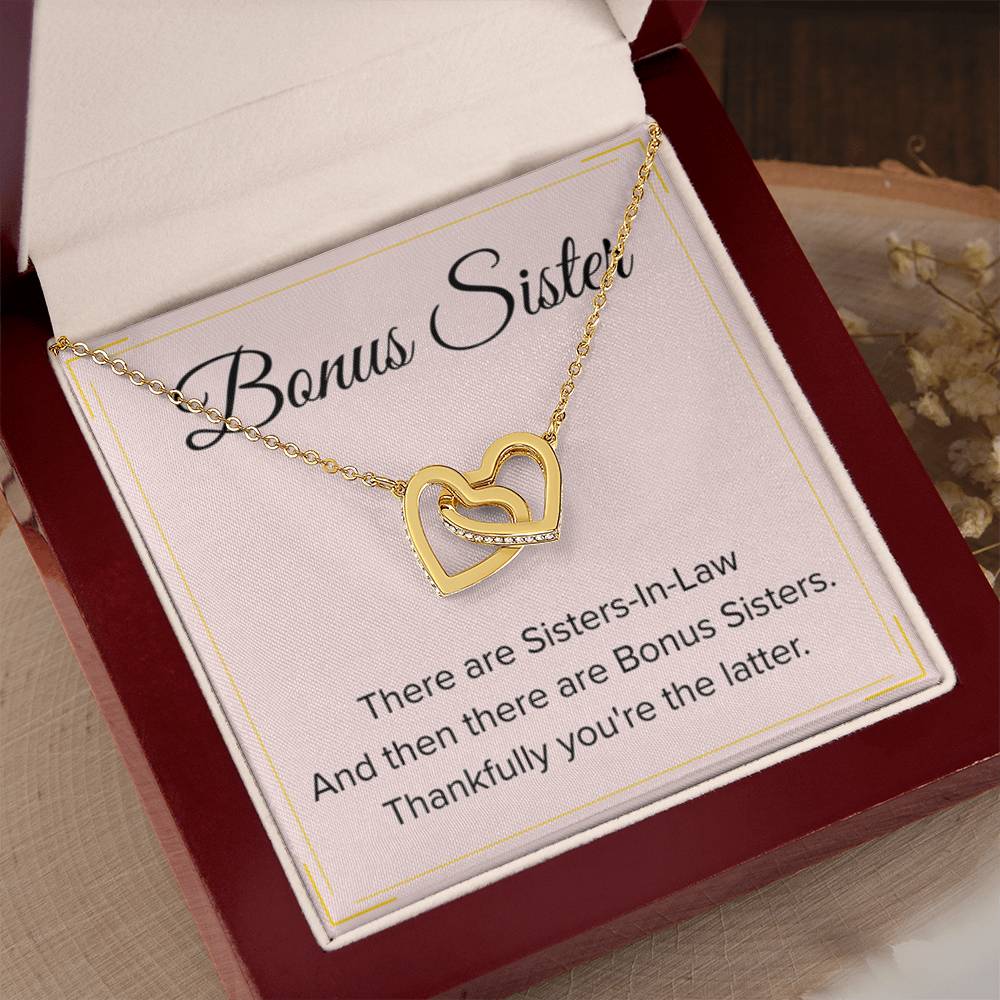 Bonus Sister Necklace Gift - Interlocking Hearts Necklace - Personalize Memories