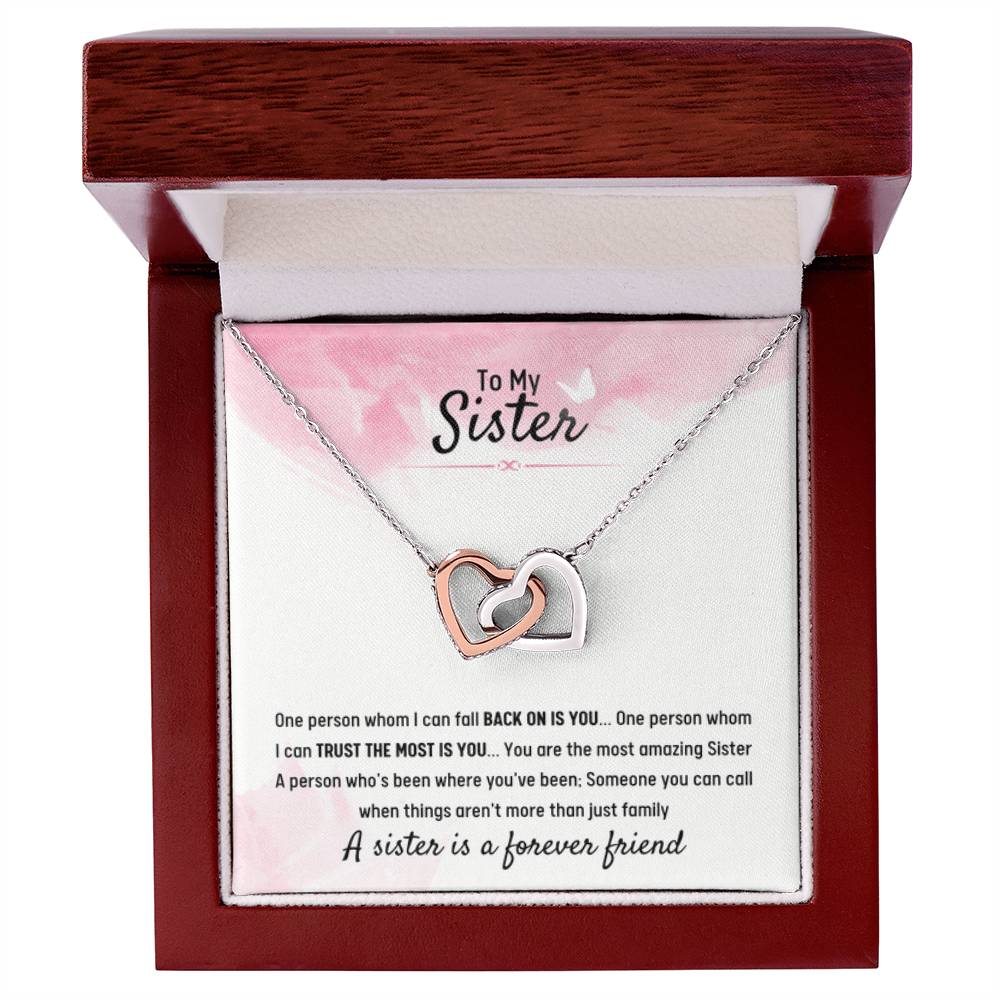 Jewelry Gift for Sister - A sister is a forever friend - Interlocking Hearts Necklace - Personalize Memories