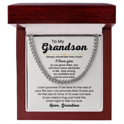 To My Grandson Necklace - Always remember how much I love you - Cuban Link Chain Gift for Grandson from Grandma - Personalize Memories
