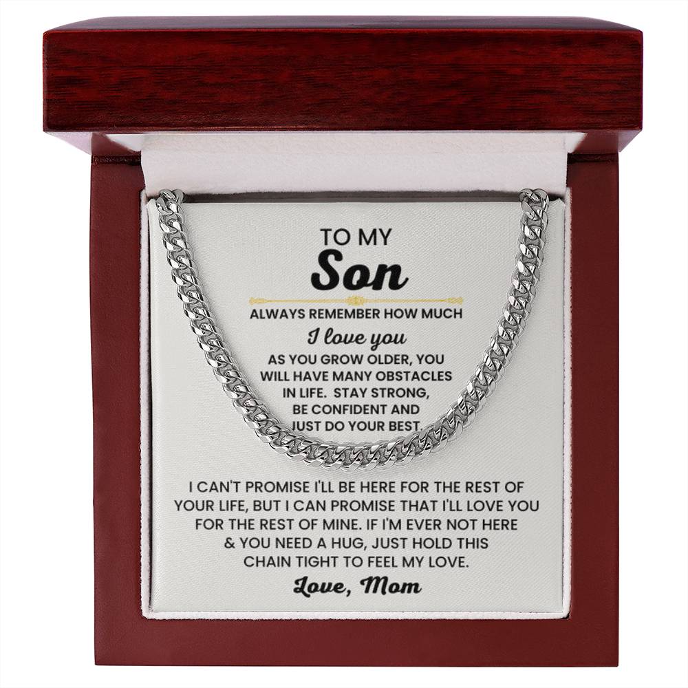 To My Son Necklace - Always remember how much I love you - Cuban Link Chain Gift for Son - Personalize Memories
