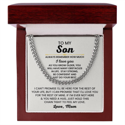 To My Son Necklace - Always remember how much I love you - Cuban Link Chain Gift for Son - Personalize Memories