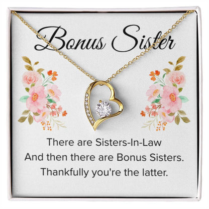 Gift for Bonus Sister - Thankfully You're the Latter - Forever Love Necklace - Personalize Memories