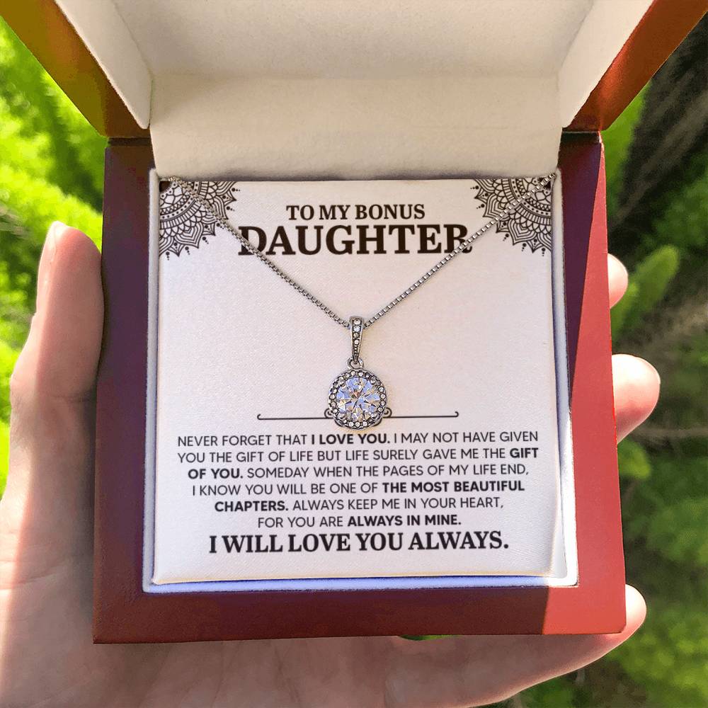 To My Bonus Daughter Necklace – Daughter Necklace for Graduation & Birthday Events – Eternal Hope Necklace - Personalize Memories