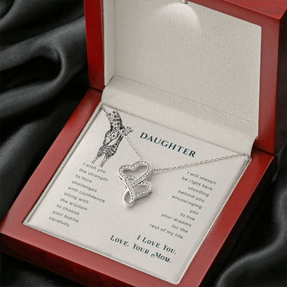 To My Daughter Necklace - Special Gift from Mom for Birthday, Christmas & Proud Mom Moments - Heart-to-heart Pendant Necklace - Personalize Memories