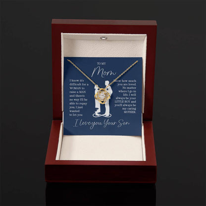To My Mom - I will always be your little boy - Love Knot Necklace - Best Gift for Mom from Son - Personalize Memories