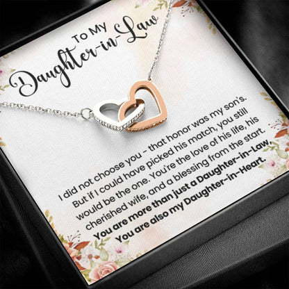 To My Beautiful Daughter In Law - Interlocking Hearts Necklace - Gift for Bonus Daughter - Personalize Memories
