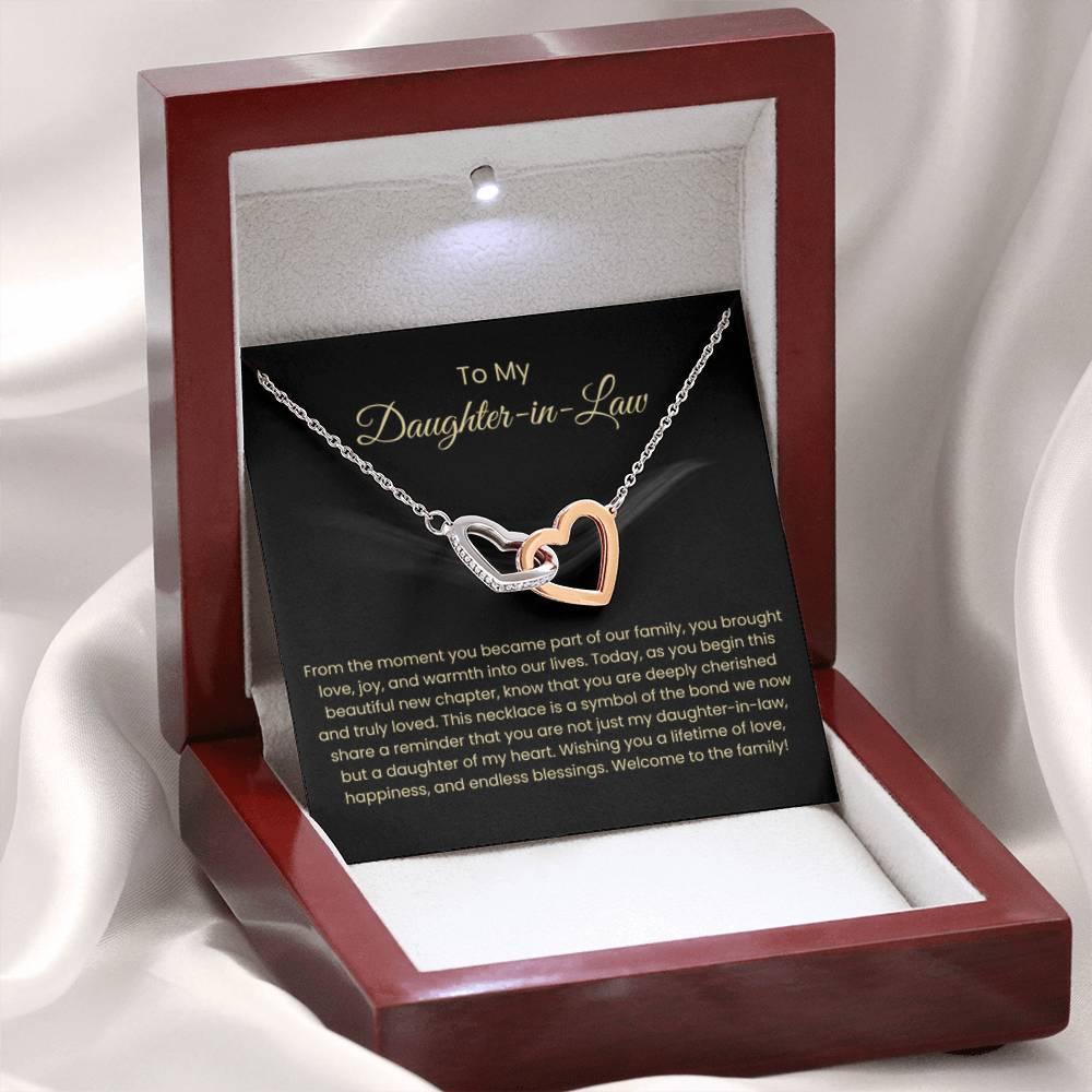 To My Daughter In Law - Interlocking Hearts Necklace - Gift for Daughter in Law - Personalize Memories