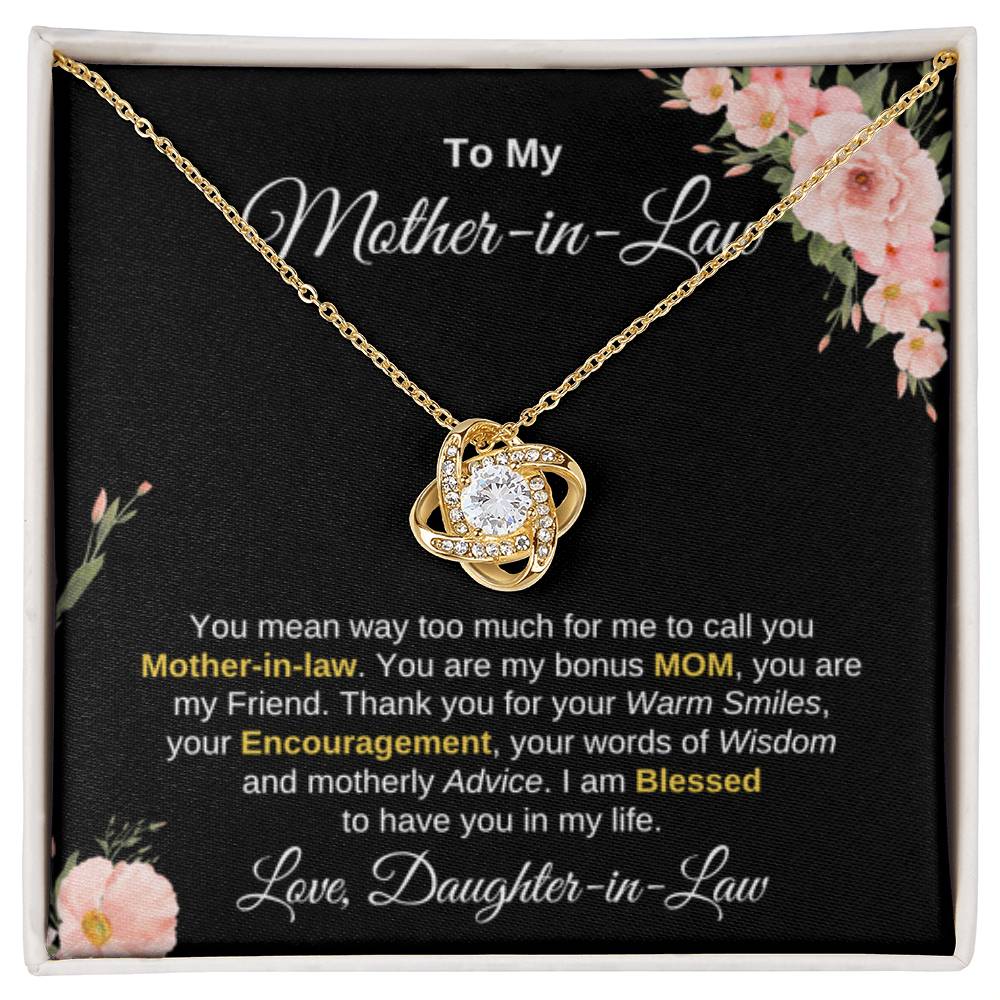 Mother In Law Gift from Daughter In Law - I am blessed to have you in my life - Love Knot Necklace - Personalize Memories