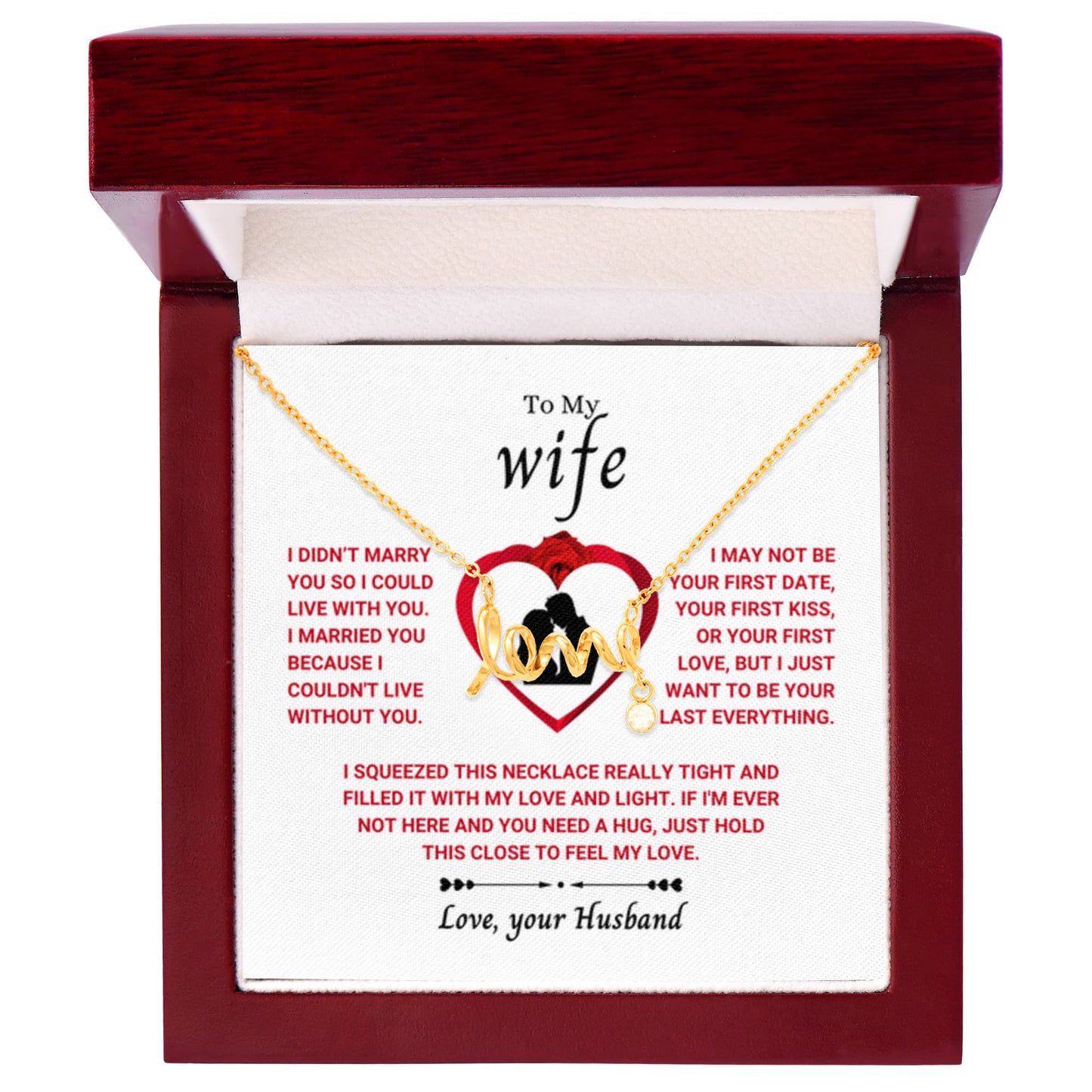 Beautiful Gift for Wife - Romantic Jewelry Gift for Birthday - Scripted Love Necklace - Personalize Memories