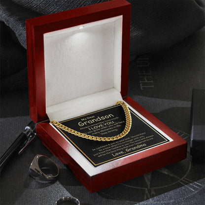 My Dear Grandson - Always remember how much I love you - Cuban Link Chain from Grandma - Personalize Memories