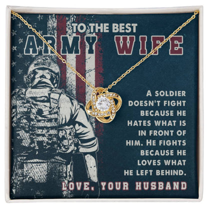 To My Army Wife Necklace - Romantic Jewelry for Wife - Love Knot Necklace - Personalize Memories