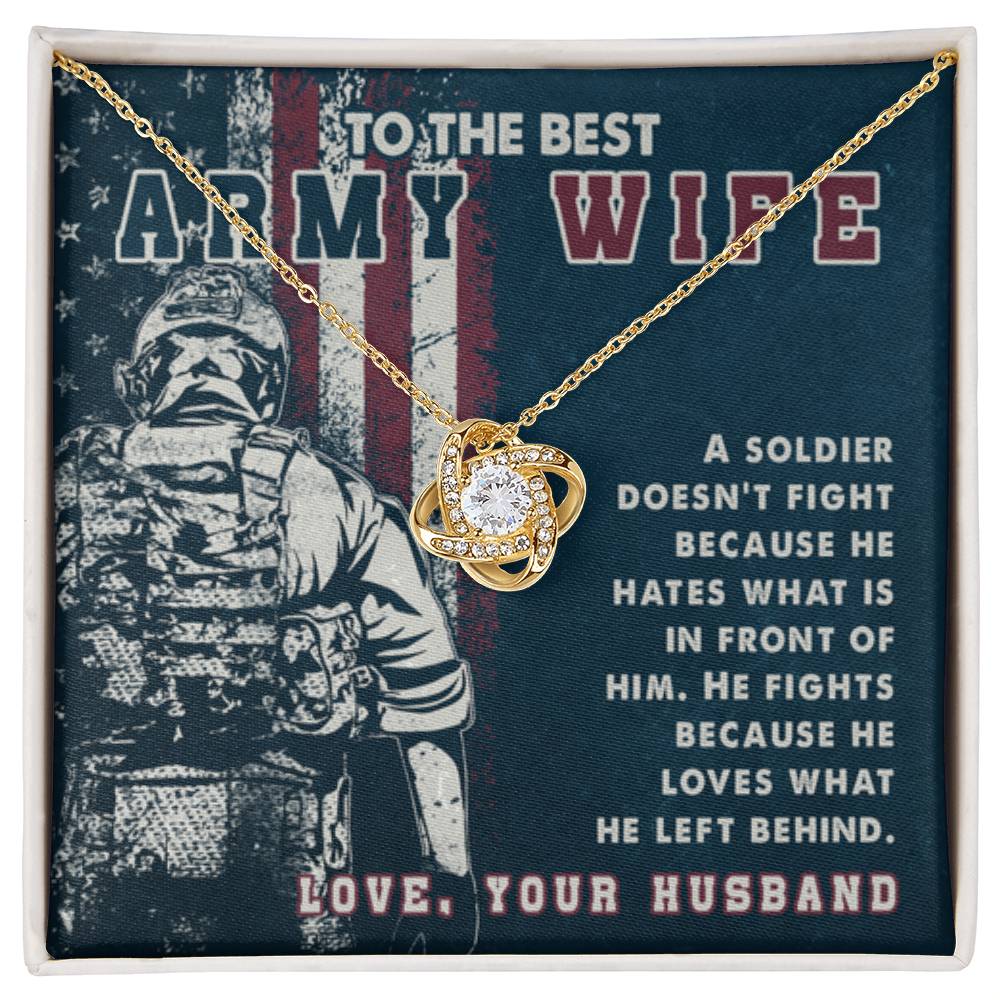 To My Army Wife Necklace - Romantic Jewelry for Wife - Love Knot Necklace - Personalize Memories