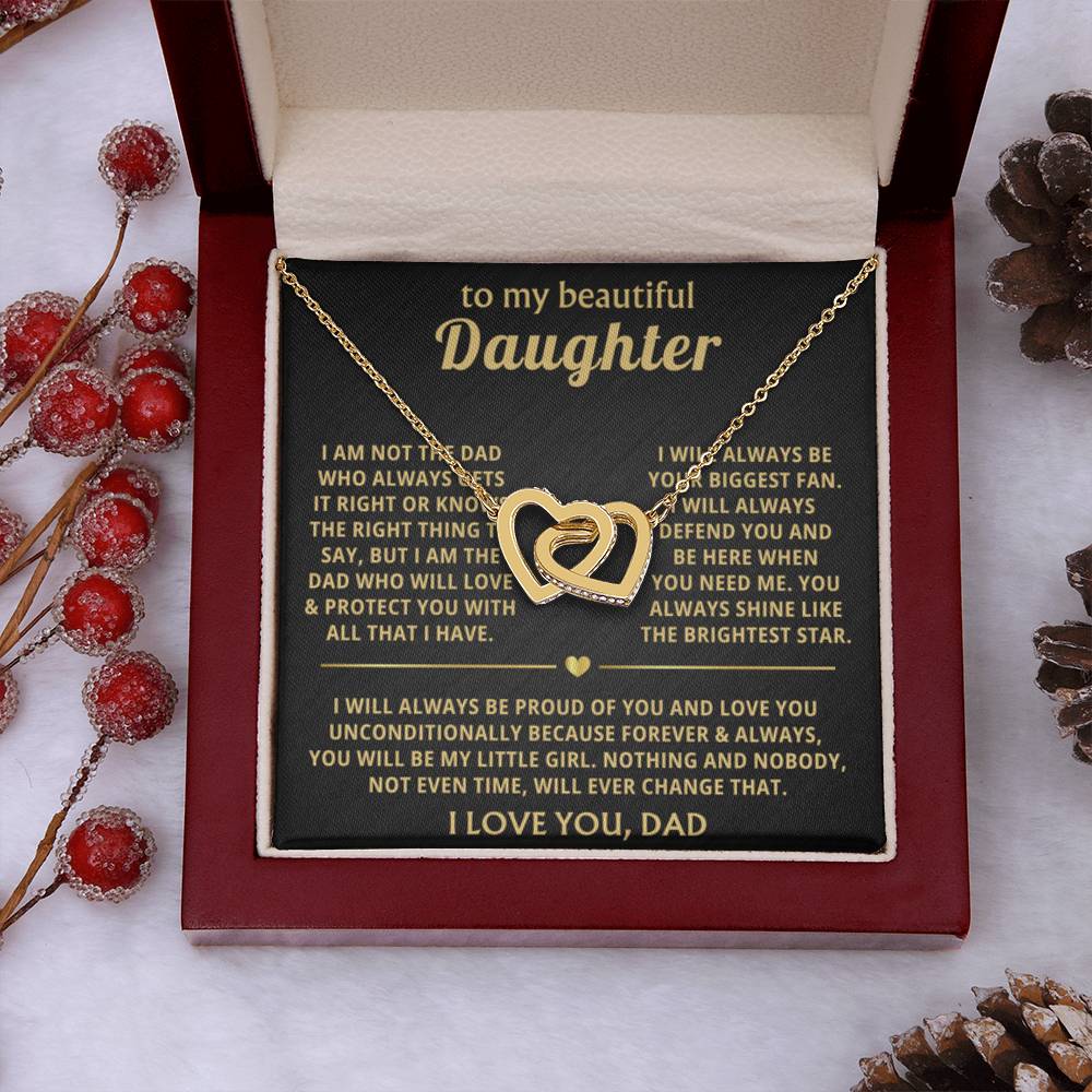 To My Daughter Necklace - Best Gift for Daughter from Dad - Interlocking Hearts Necklace - Personalize Memories