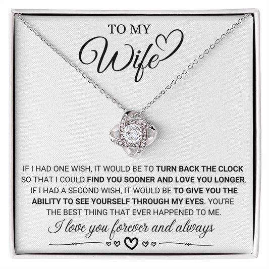 Gift for Wife from Husband - I Love You forever & Always - Love Knot Necklace - Personalize Memories