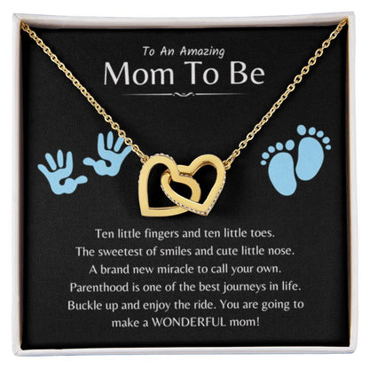 To an Amazing Mom To Be - Wonderful Mom To Be - Interlocking Hearts Necklace - Personalize Memories