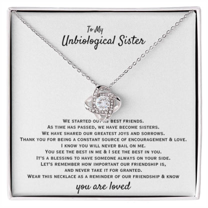 To My Unbiological Sister - You are loved - Gift for Bonus Sister - Love Knot Necklace - Personalize Memories