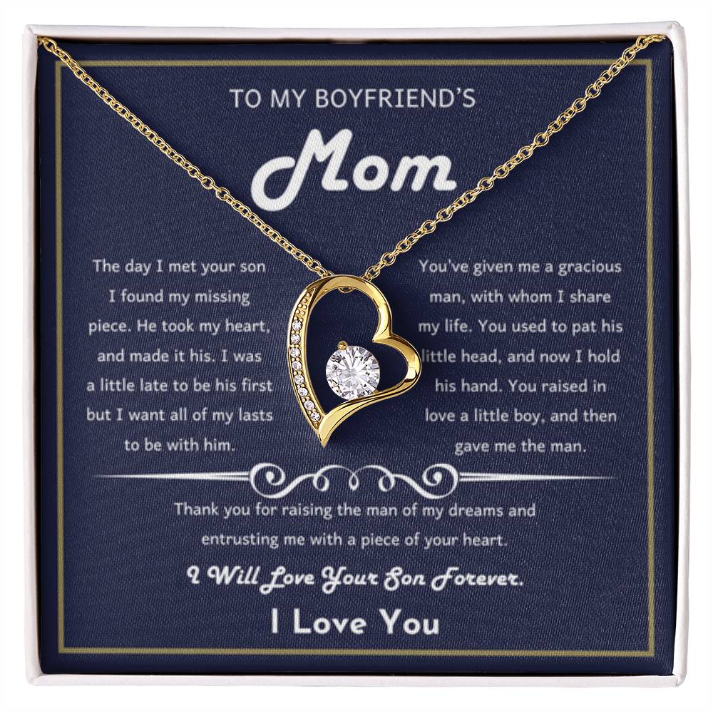 To My Boyfriend's Mom - The day I met your son I found my missing piece - Forever Love Necklace - Unique Bf Mom Present - Personalize Memories