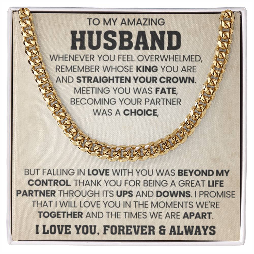 Cuban Link Chain for Him - Husband Birthday & Anniversary Gift from Wife - Personalize Memories